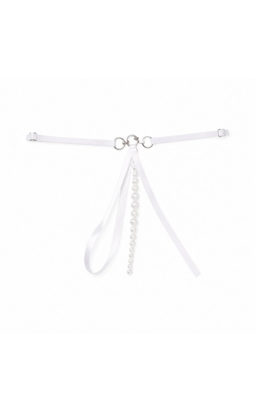 Ophelia's Dream Lingerie-White Pearl String Thong with Satin Straps – One Size