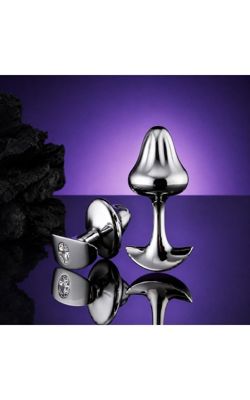 Ophelia's Dream Toys- Silver Metal Butt Plug with Crystal Gem – 85 mm