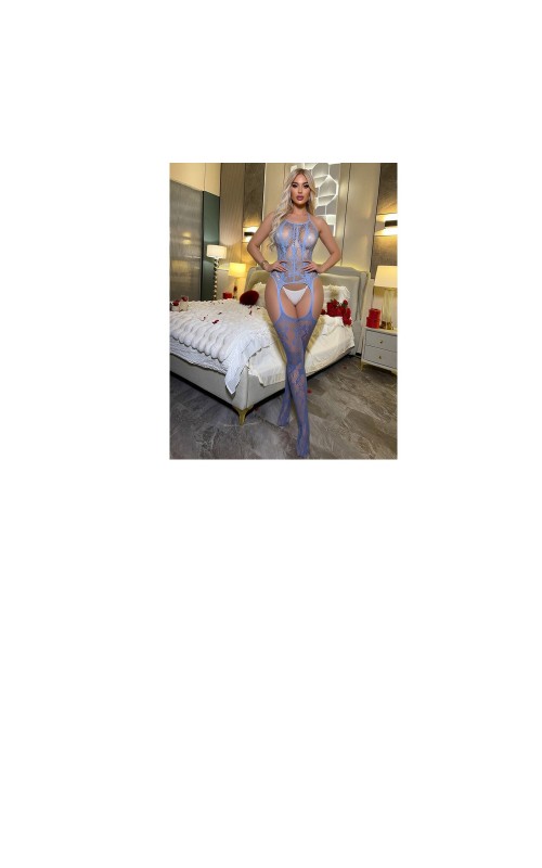 Ophelia's Dream Lingerie- Blue Lace Cut-Out Bodystocking – One Size