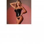 Ophelia's Dream Lingerie- Women’s Black Vinyl Corset with Thong – One Size Ophelia's Dream Lingerie- Women’s Black Vinyl Corset with Thong – One Size