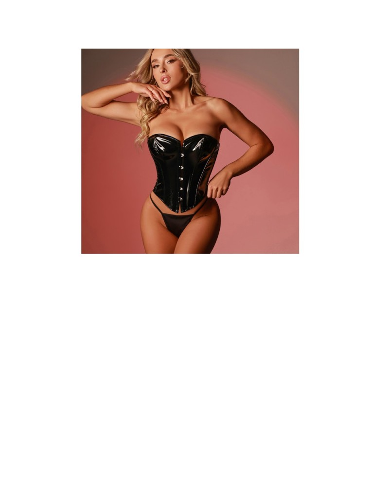 Ophelia's Dream Lingerie- Women’s Black Vinyl Corset with Thong – One Size Ophelia's Dream Lingerie- Women’s Black Vinyl Corset with Thong – One Size