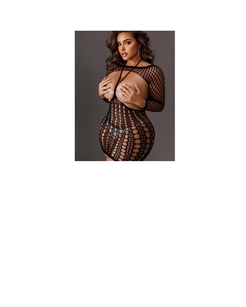 Ophelia's Dream Lingerie- Black Fishnet Bodycon Dress with Criss-Cross Detail – One Size Ophelia's Dream Lingerie- Black Fishnet Bodycon Dress with Criss-Cross Detail – One Size