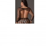 Ophelia's Dream Lingerie- Black Fishnet Bodycon Dress with Criss-Cross Detail – One Size Ophelia's Dream Lingerie- Black Fishnet Bodycon Dress with Criss-Cross Detail – One Size